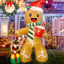 8FT Inflatable Christmas Yard Decorations Build-in 8 LEDs Blow-up Outdoor Indoor Lawn Garden