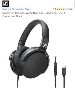 Sennheiser HD 400U Wired Over-Ear Headphones, USB C Connection, Black NEW IN BOX