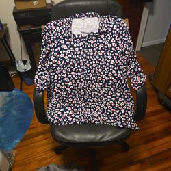 Kim Roger's Red, White And Blue Flower Pattern 