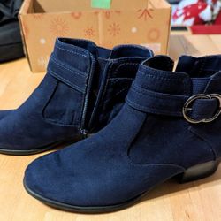 Blue Suede Ankle Boots 