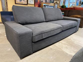 Plush Grey Loveseat w/ Wide Arms