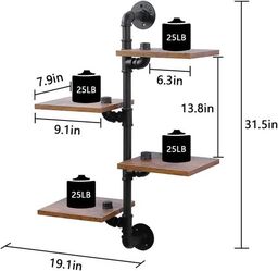 Industrial Pipe Shelving – 4-Tier Wall-Mounted Shelf