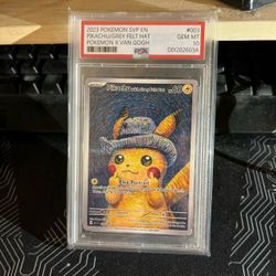 Fukachu Fan Made Middle Finger Pikachu Van Gogh Grey Felt Hat not PSA 10 #003