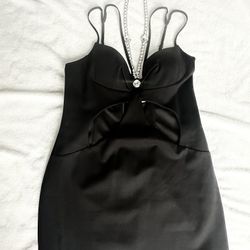 Area Designer Dress Black With Crystals