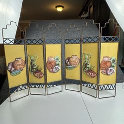 Vintage Southwest Southwestern Pottery Metal Wall Art 3-Panel Hanging Decor Set of 2