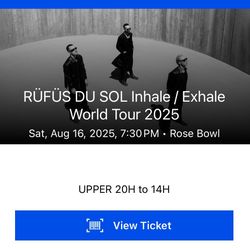 Rufus Du Sol Aug 16th Rose Bowl