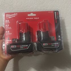 2 Brand New Milwaukee M12 Batteries