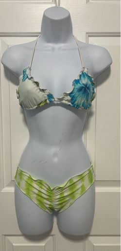 Indie Swim Tropical Print Ruffle Bikini Set