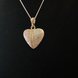 💖 14K Gold Over 925 Tri-Color Heart Pendant + 20” Chain – $80