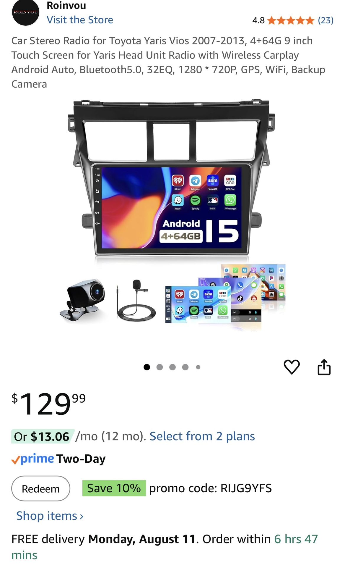 Toyota Yaris 2009-13 Wireless Carplay 