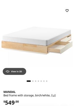 Full-Size IKEA MALM Bed Frame with Storage
