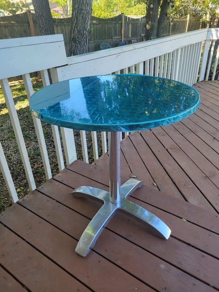 Stainless Steel ROUND Table Top with aluminum column and base