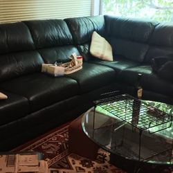 High Quality Large Black Leather Sectional Couch Sofa 