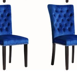 2 -blue velvet chairs with nailhead trim delivery available