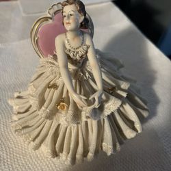 Vintage original porcelain lace lady figurine, 1960  germany