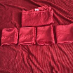 Red Satin Bedsheet And Pillowcases