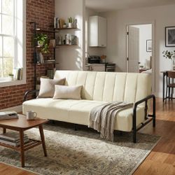 Homy Casa CLICKO 78" Beige Convertible 3-Seater Sofa Bed for Living Room & Guest Room Open Box