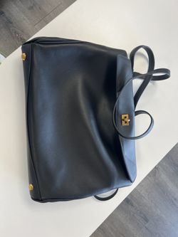 New Black Genuine Leather Tote Bag – Large with Gold Hardware