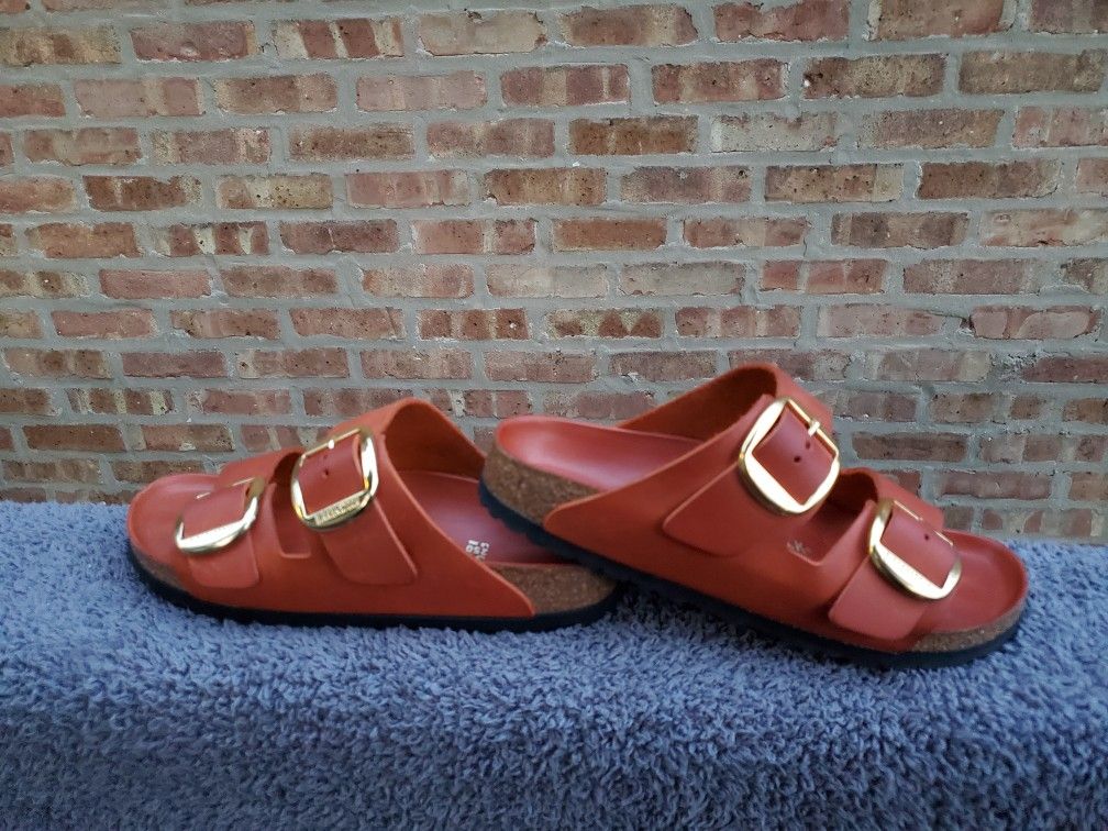 Birkenstock Arizona Big Buckle Sandals 39 US Size Women 8 Men 6 Burnt Orange Color