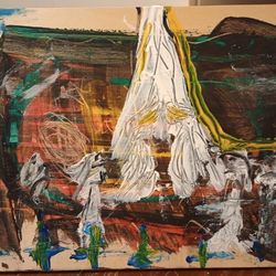 Abstract Painting Acrylic on Wood Panel *40.00* 14" x 11" Home Decor Artwork