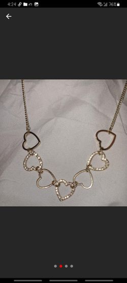 Beautiful CZ & Gold Plated Heart Necklace 