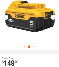 2 Pack DEWALT
20V MAX Premium Lithium-Ion 5.0Ah Battery Pack