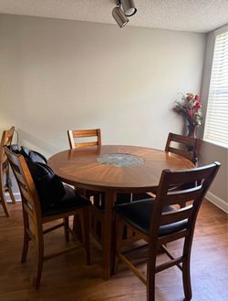 Round Counter-Height Dining Table with 5 Chairs