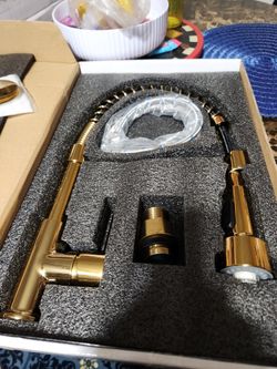 New Kitchen Faucet Gold And Black With Blue LED Lights