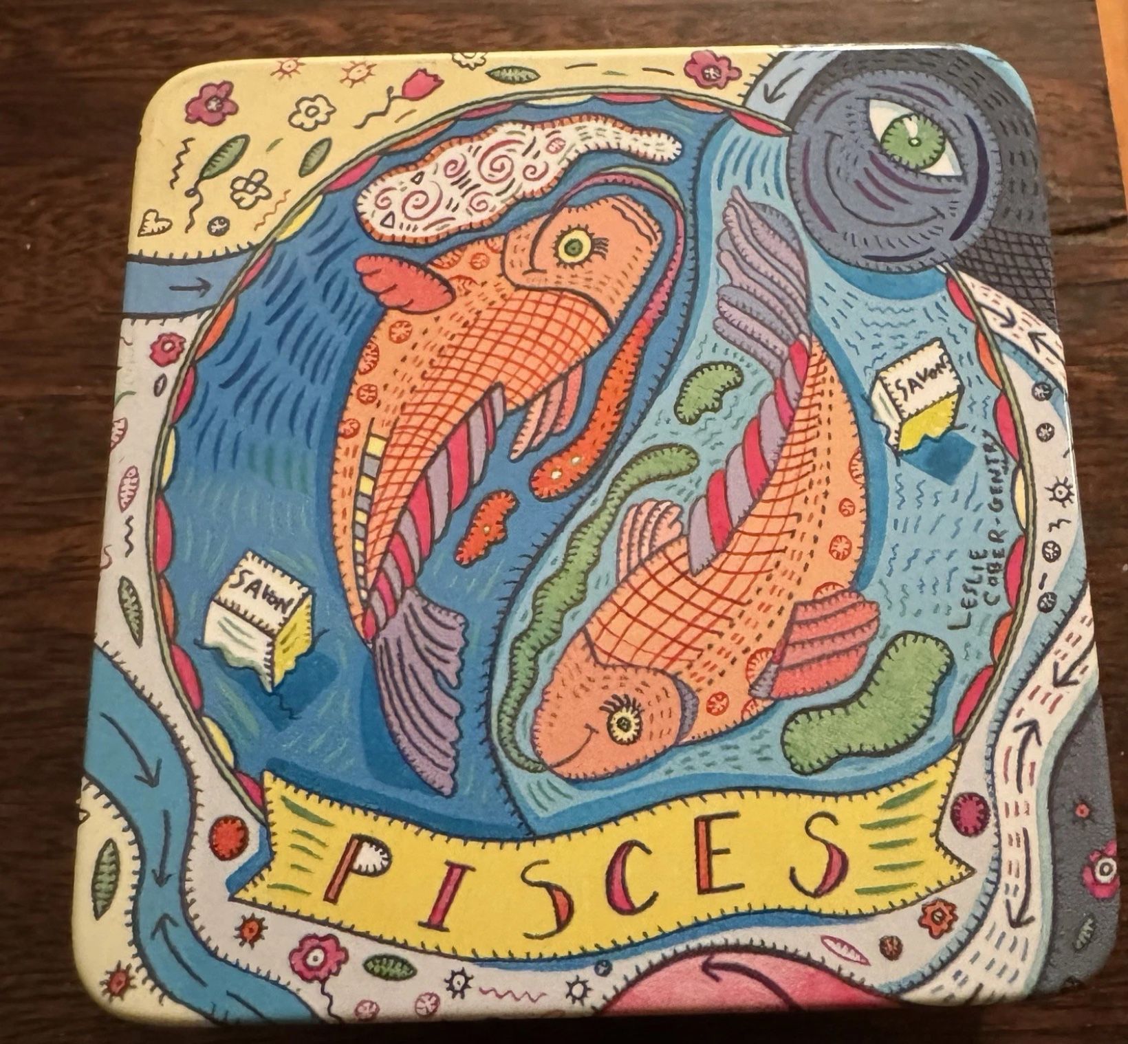 Pisces The Zodiac Collection  Soap Tin 3”x 3” Predeprovence France Rare!