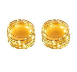 EXSUSS 2 Sets Indoor String Lights 16.4ft 50 LEDs Battery Powered Outdoor & Indoor Copper Wire Decorative Rope Lights for Garden,