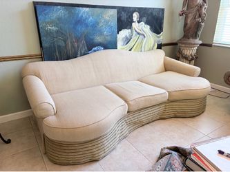 Camel back fabric sofa