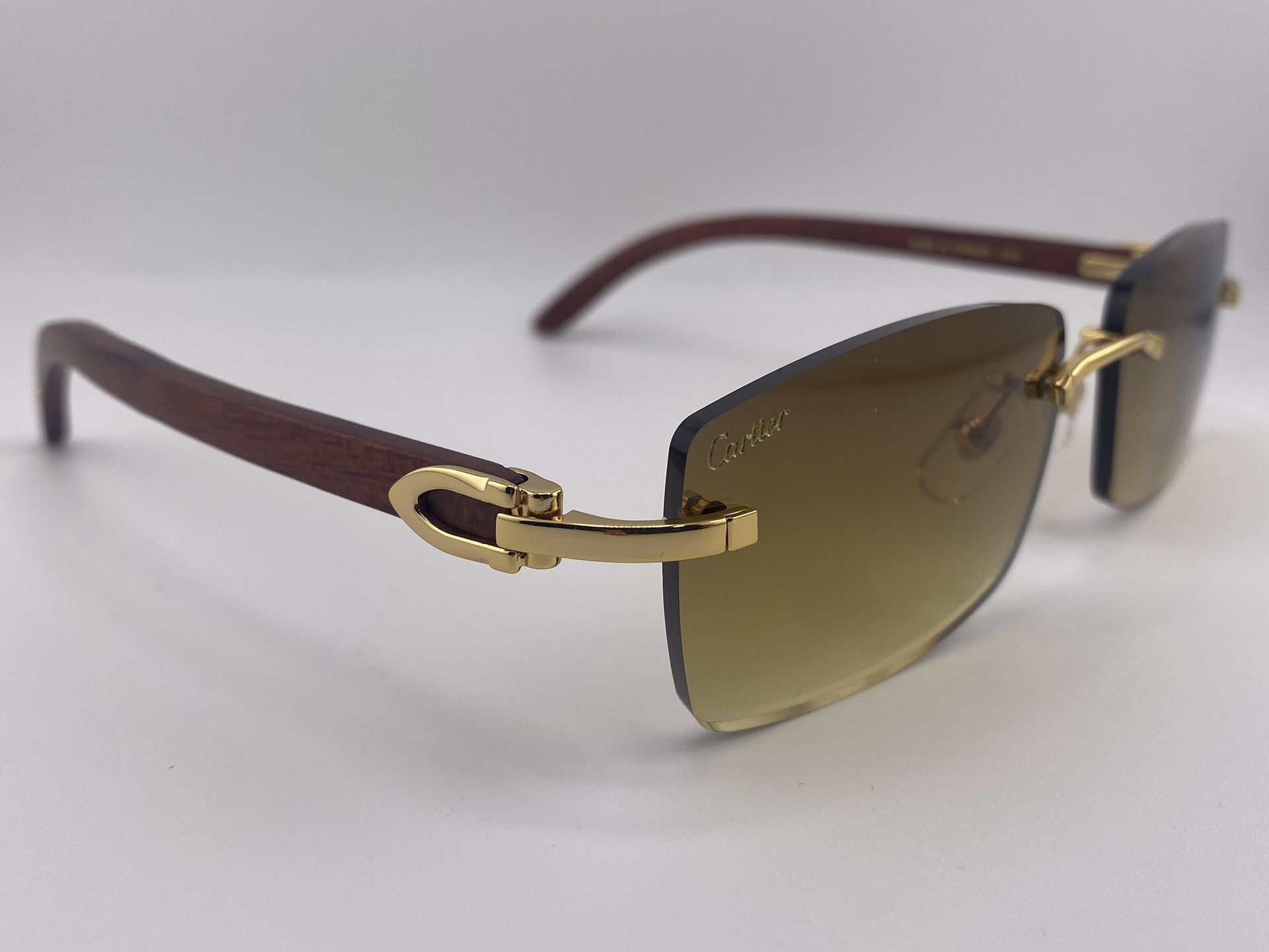 Cartier Wood Frames Brown Lens 