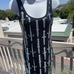Woman's Dagger Knives Tank Top Tankard Sequin Shimmer Sparkle Dress Halloween Clothes