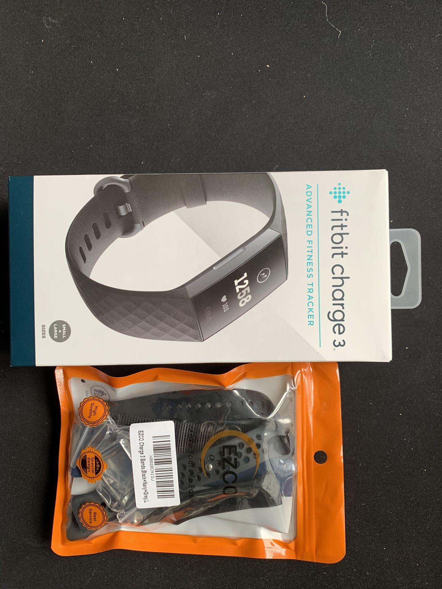 Fitbit Charge 3 - Like new & a whole lot of large straps