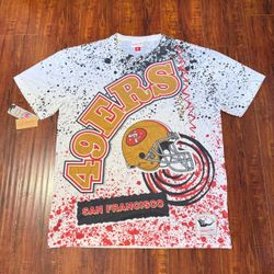 San Francisco 49ers Mitchell & Ness Sz Large Brand New Burst Sublimated T-Shirt!