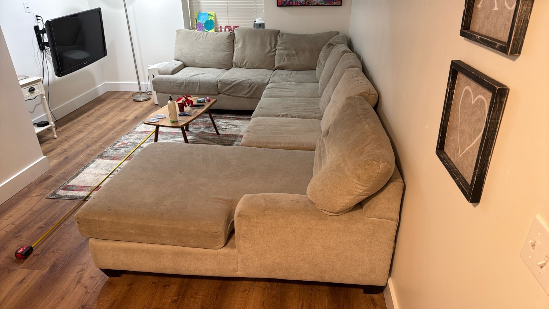  Large Beige Sectional Sofa – Super Comfortable – Perfect for Hosting! – $400