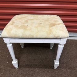 WOOD HOME FURNITURE WHITE BEIGE CLOTH SEAT A1