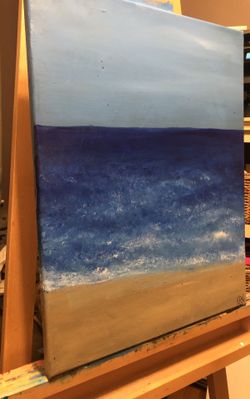 Original Painting - Beach Scene - Acrylic Wall Art on Canvas 16” wide x 20” tall (1” canvas width)