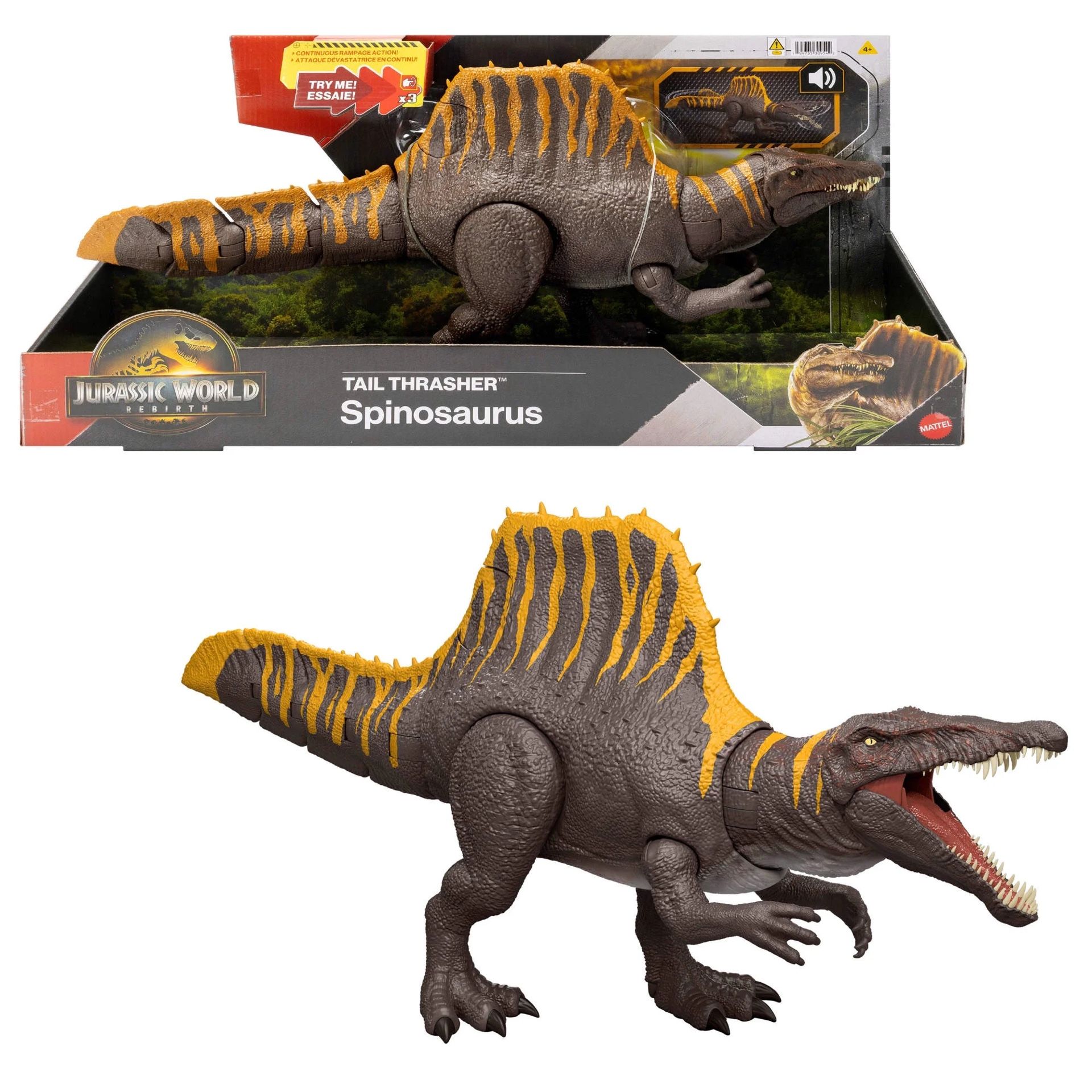Jurassic World Rebirth Tail Thrasher Spinosaurus Action Figure, Dinosaur Toy