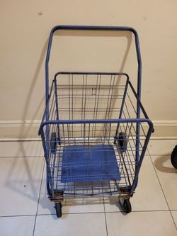 Blue Metal Folding Grocery Cart