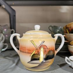 Vintage Double Diamond Double T Sugar and Creamer Japan Hand Painted 