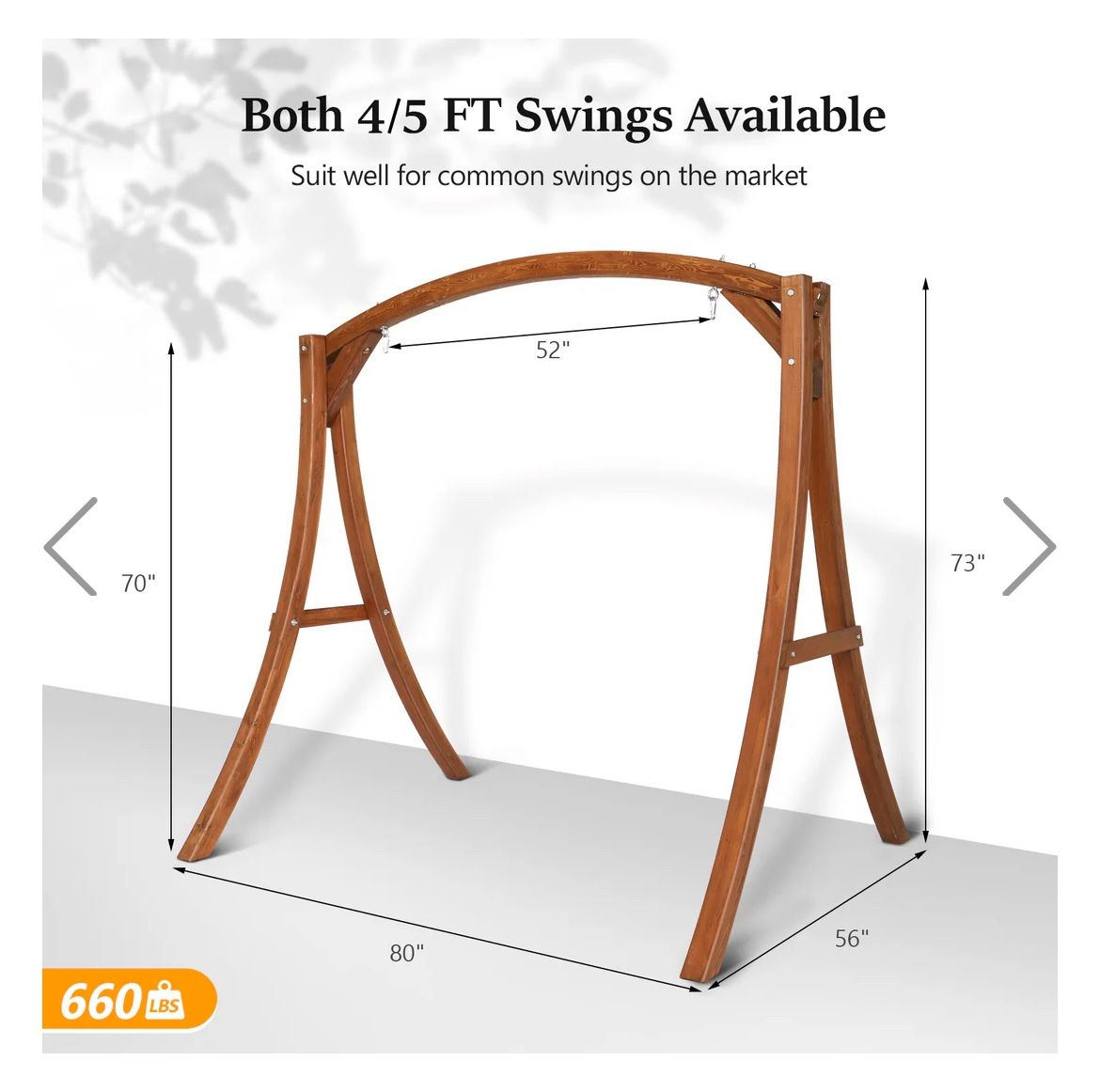 VINGLI Outdoor Patio Porch Wooden Swing Frame Heavy Duty 1000Ibs