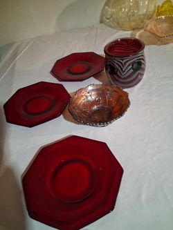Red items glass cool collectable