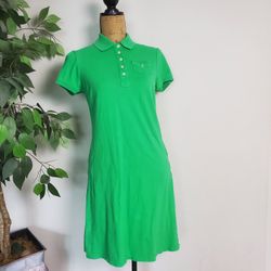 Lilly Pulitzer Bright Green Pink Accents Polo Dress Short Sleeve Womens Size XS*