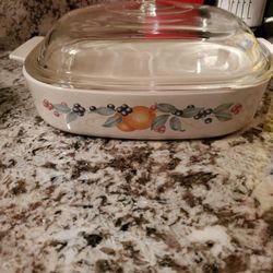 Vintage Fruit Abundance Corning Ware Casserole Dish W Lid 