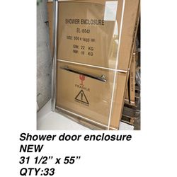 Shower Glass Enclosure Door 31 1/2” x 55”