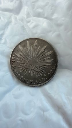 1877 Mexico 8 Reales Silver Coin
