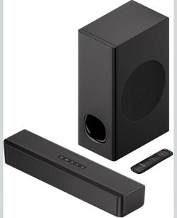 2.1 Compact Sound Bars for TV with Subwoofer, HDMI ARC/Bluetooth 5.0/Optical/AUX/RCA Connection, Remote Control, Adjustable Bass, Wall Mountable – P15