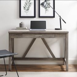 Taylen A Frame Farmhouse 1 Drawer Writing Desk - Gray Wash - Saracina Home