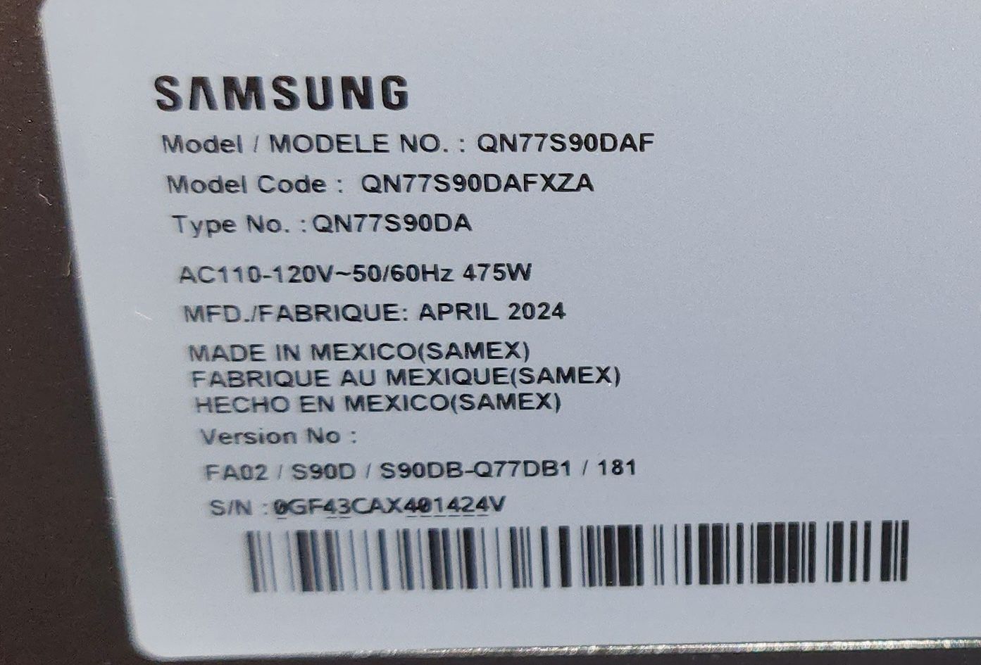 77 Inch Samsung OLED 4k Tv